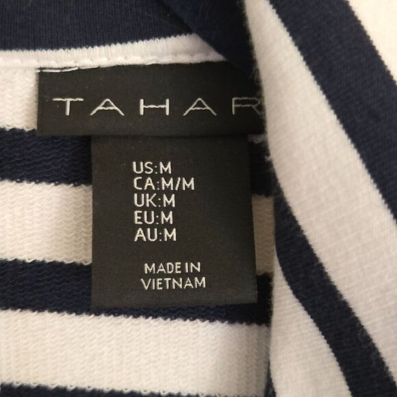 Tahari Navy White Striped Nautical Unstructured Blazer Size M - Picture 6 of 7